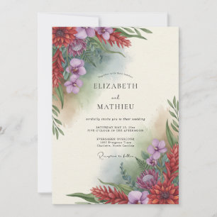 Amethyst-Rost-Wildblumen-Hochzeit Einladung