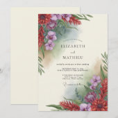 Amethyst-Rost-Wildblumen-Hochzeit Einladung (Vorne/Hinten)