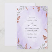 Amethyst-Rot Bemalte Hochzeit Einladung (Vorne/Hinten)