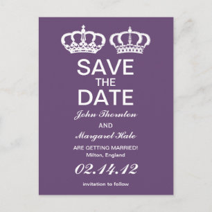 Amethyst Royal Couple Save the Date Ankündigungspostkarte