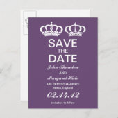 Amethyst Royal Couple Save the Date Ankündigungspostkarte (Vorne/Hinten)