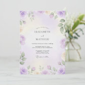 Amethyst-Sage Gemalte Hochzeit Einladung (Stehend Vorderseite)