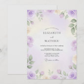Amethyst-Sage Gemalte Hochzeit Einladung (Vorne/Hinten)