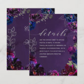 Amethyst Sapphire Jewel Tone Wedding Details Sheet Begleitkarte (Vorne/Hinten)
