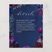 Amethyst Sapphire Navy Jewel Tone Wedding Details Begleitkarte (Vorderseite)
