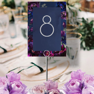 Amethyst Sapphire Navy Jewel Tone Wedding Gerahmt Tischnummer