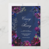 Amethyst Sapphire Navy Jewel Tones Wedding Einladung (Vorderseite)