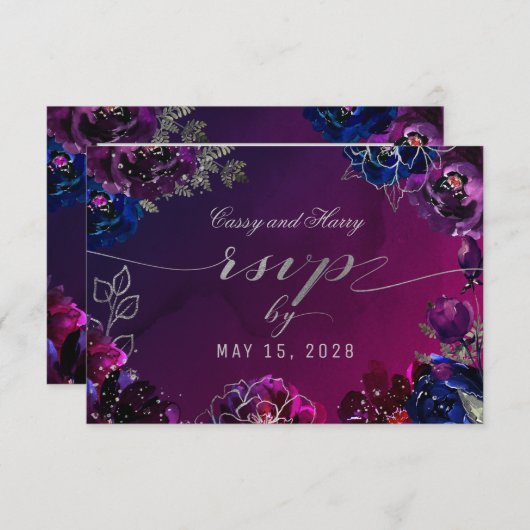 Amethyst Sapphire Ombr Jewel Tone Meal Choice UAWG RSVP Karte (Vorne/Hinten)