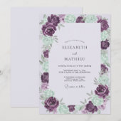 Amethyst-Seegras Gemalte Hochzeit Einladung (Vorne/Hinten)