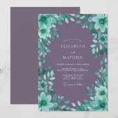 Amethyst-Seegras-Grün-Hochzeit Einladung (Vorne/Hinten)