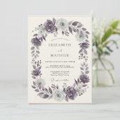 Amethyst-Silber-Kranz-Hochzeit Einladung (Stehend Vorderseite)