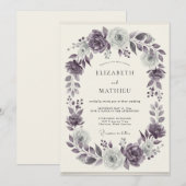 Amethyst-Silber-Kranz-Hochzeit Einladung (Vorne/Hinten)