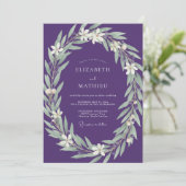 Amethyst Silberlaub Eukalyptus-Hochzeit Einladung (Stehend Vorderseite)