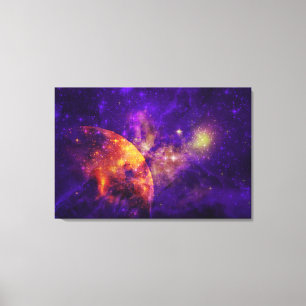 Amethyst Sky, Golden Planet in Nebula Canvas Print Leinwanddruck