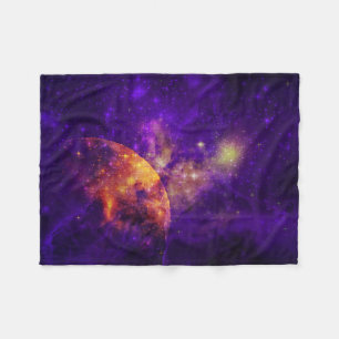 Amethyst Sky, Golden Planet n Nebula Baby Blanket Fleecedecke