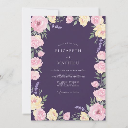 Amethyst Soft Blush Blütenhochzeit Einladung (Vorderseite)