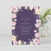 Amethyst Soft Blush Blütenhochzeit Einladung (Stehend Vorderseite)
