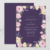 Amethyst Soft Blush Blütenhochzeit Einladung (Vorne/Hinten)
