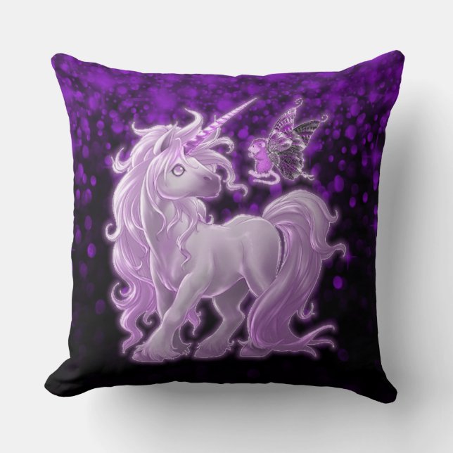 Amethyst Sparkle Pink Unicorn Kissen (Vorderseite)