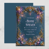 Amethyst Starlight Filigran Hochzeit Einladung (Vorne/Hinten)