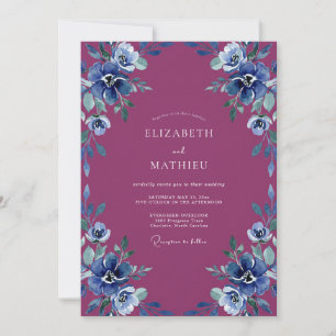 Amethyst Strand-Anemone Hochzeit Einladung