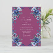 Amethyst Strand-Anemone Hochzeit Einladung (Stehend Vorderseite)