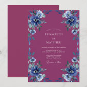 Amethyst Strand-Anemone Hochzeit Einladung (Vorne/Hinten)