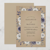Amethyst-Tan-Rosen-Hochzeit Einladung (Vorne/Hinten)