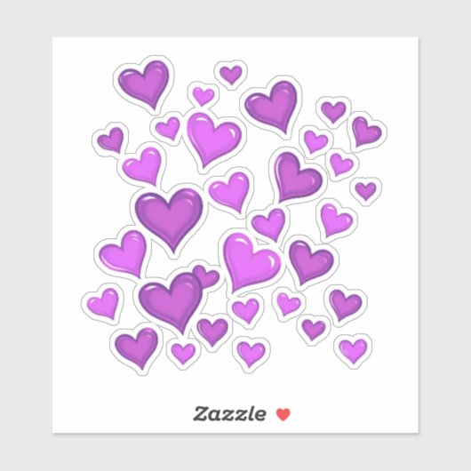 Amethyst tanzende Herzen Aufkleber (Blatt)