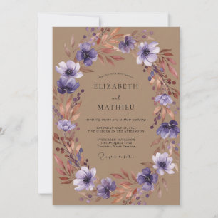 Amethyst-Terrakotta-Kranz-Hochzeit Einladung