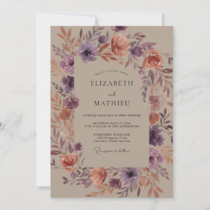 Amethyst-Terrakotta-Wildblumen-Hochzeit Einladung