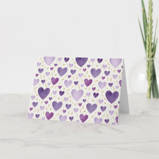 Amethyst Traum Aquarell-Herzen Karte (Vorderseite)
