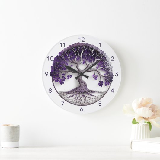 Amethyst Tree of Life Große Wanduhr (Zuhause)