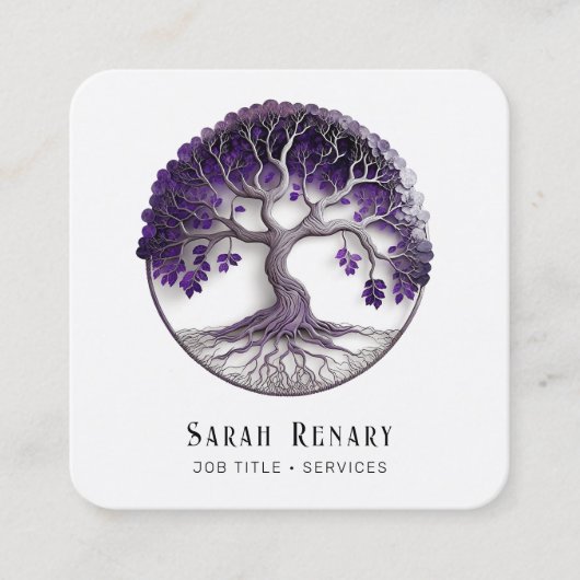 Amethyst Tree of Life Quadratische Visitenkarte (Vorderseite)