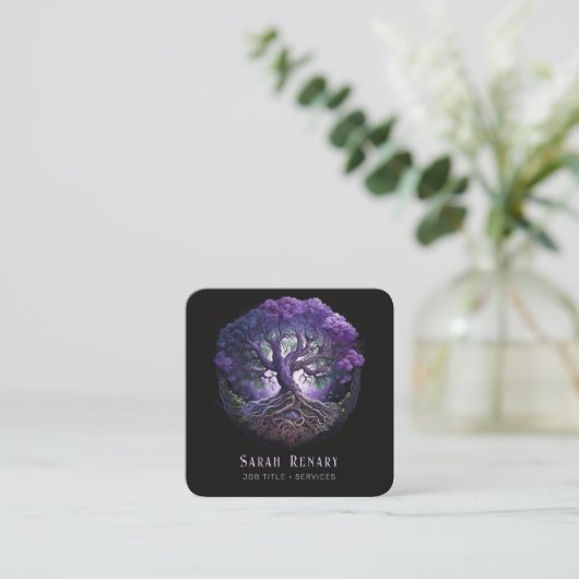 Amethyst Tree of Life Quadratische Visitenkarte (Stehend Vorderseite)