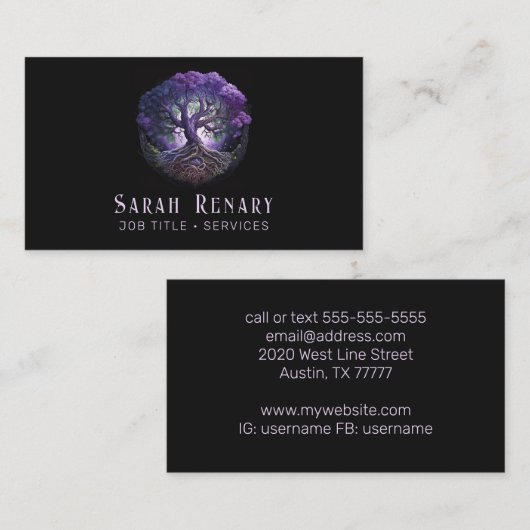 Amethyst Tree of Life Visitenkarte (Vorne/Hinten)