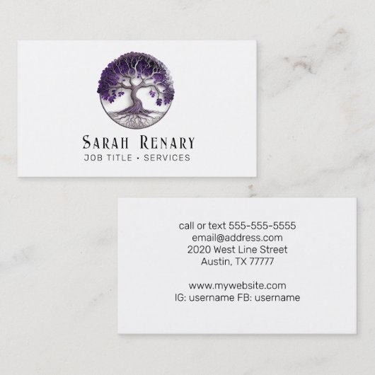 Amethyst Tree of Life Visitenkarte (Vorne/Hinten)