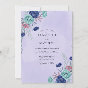 Amethyst Türkis Gemalte Hochzeit Einladung