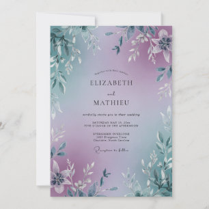 Amethyst Türkise Blatt Hochzeit Einladung