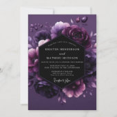 Amethyst Twilight Flora Wedding Einladung (Vorderseite)