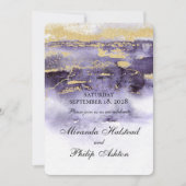 Amethyst und Gold Moderne Malerei Hochzeit Einladung (Vorderseite)