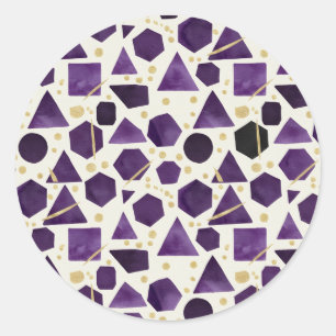 Amethyst- und Pflaumen-Wasserfarb-Geometrie-Muster Runder Aufkleber