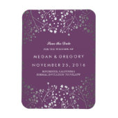 Amethyst und Silber Gipskraut Save the Date Magnet (Vertikal)
