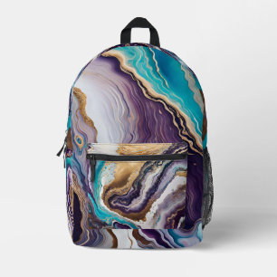 Amethyst und Türkis Abstrakt Bedruckter Rucksack