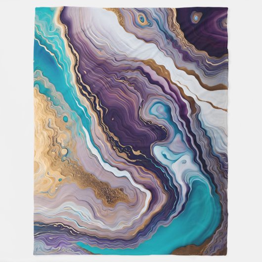 Amethyst und Türkis Abstrakt Fleecedecke (Vorderseite)