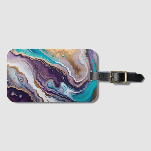 Amethyst und Türkis Abstrakt Gepäckanhänger (Vorderseite (Horizontal))
