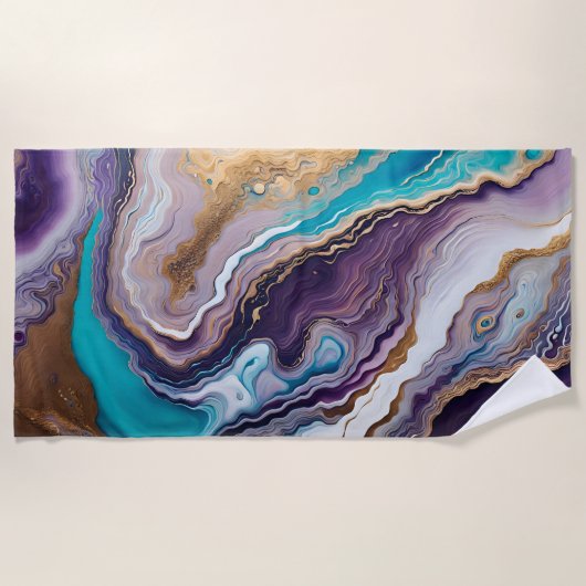 Amethyst und Türkis Abstrakt Strandtuch (Vorderseite)