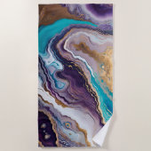 Amethyst und Türkis Abstrakt Strandtuch (Vorderseite)