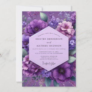 Amethyst Üppige Florale Hochzeit Einladung