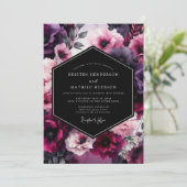 Amethyst Velvet Blossom Wedding Einladung (Stehend Vorderseite)